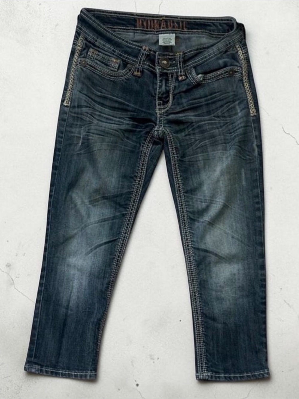 Hydraulic skinny jeans in navy blue, size 3/4.
